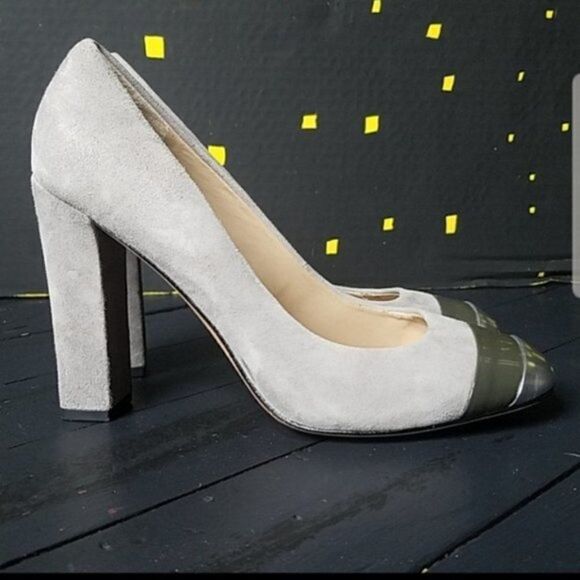 Talbots Grey Suede Square Block Heels - Picture 5 of 8